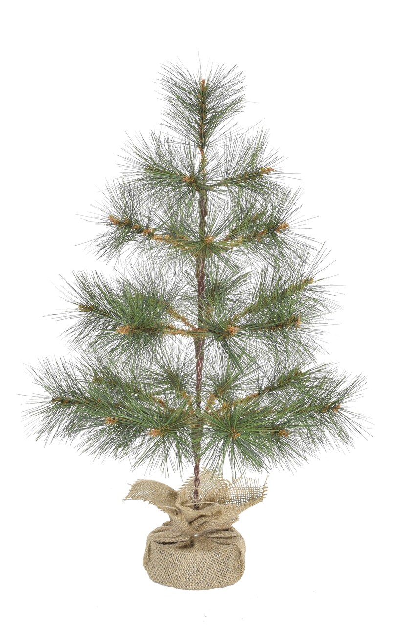 Perfect Holiday 24" Tabletop Mountain Pine Christmas Tree With Burlap Base